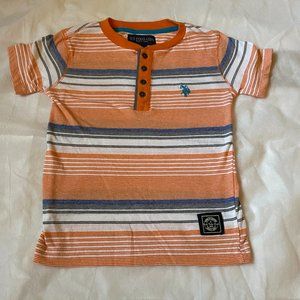 U.S. Polo Association Orange Striped Henley Shirt, 5/6